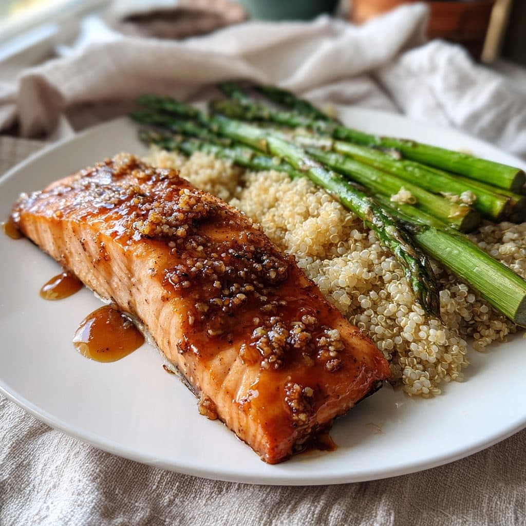 Maple-Glazed Salmon with Roasted Asparagus and Quinoa