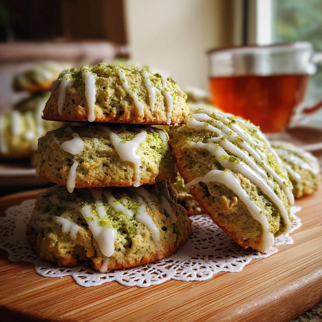 Matcha Green Tea Scones with Lemon Glaze