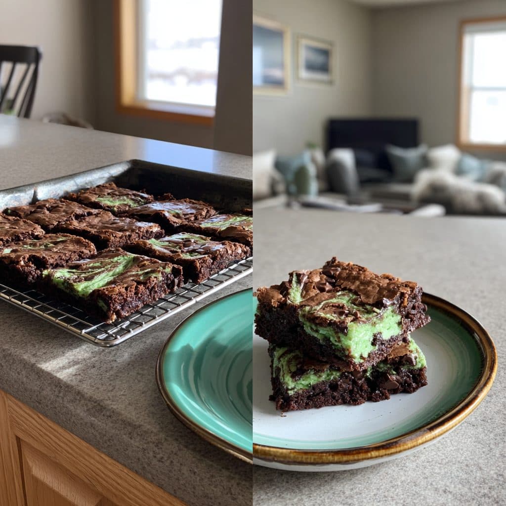 Mint Chocolate Chip Swirl Brownies