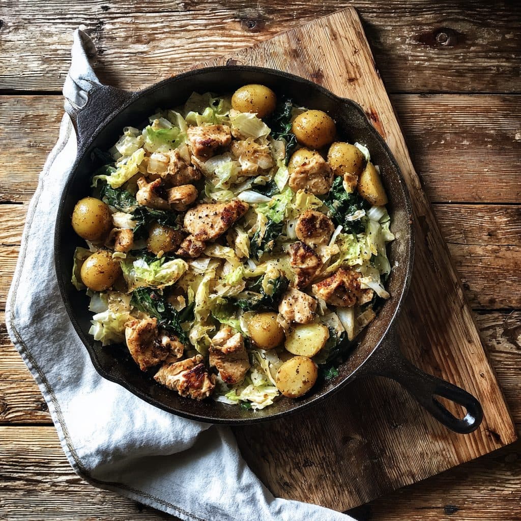 One-Pan Chicken and Cabbage Skillet with Potatoes