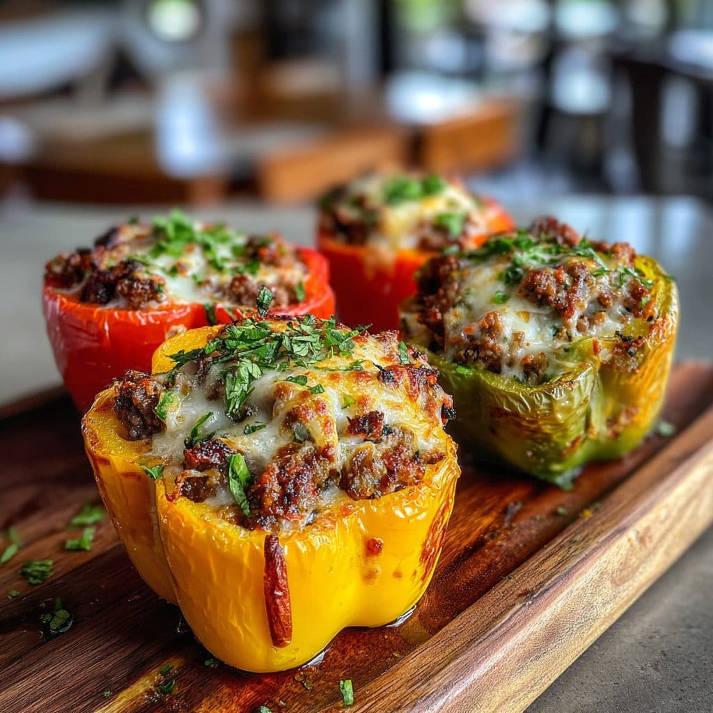 Philly Cheesesteak Inspired Stuffed Bell Peppers