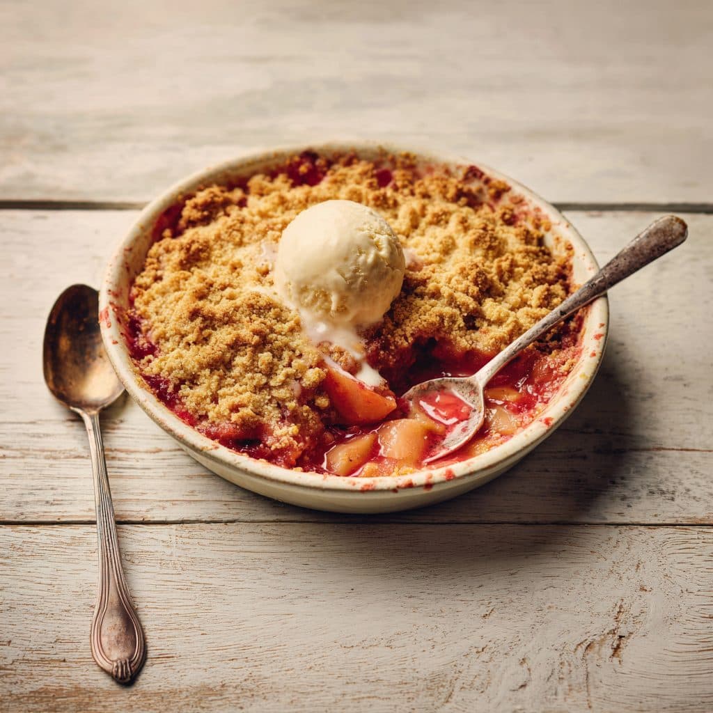 Rhubarb and Apple Crumble with Warm Spices