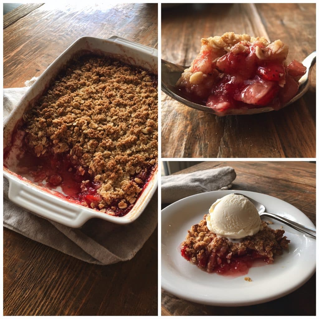 Rhubarb Strawberry Crisp with Oat Topping