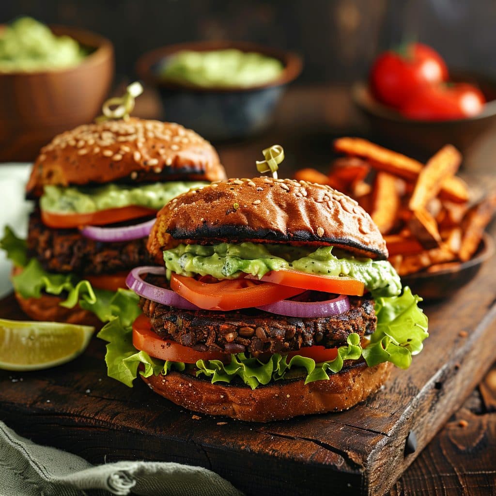 Savory Black Bean Burgers with Zesty Avocado Crema