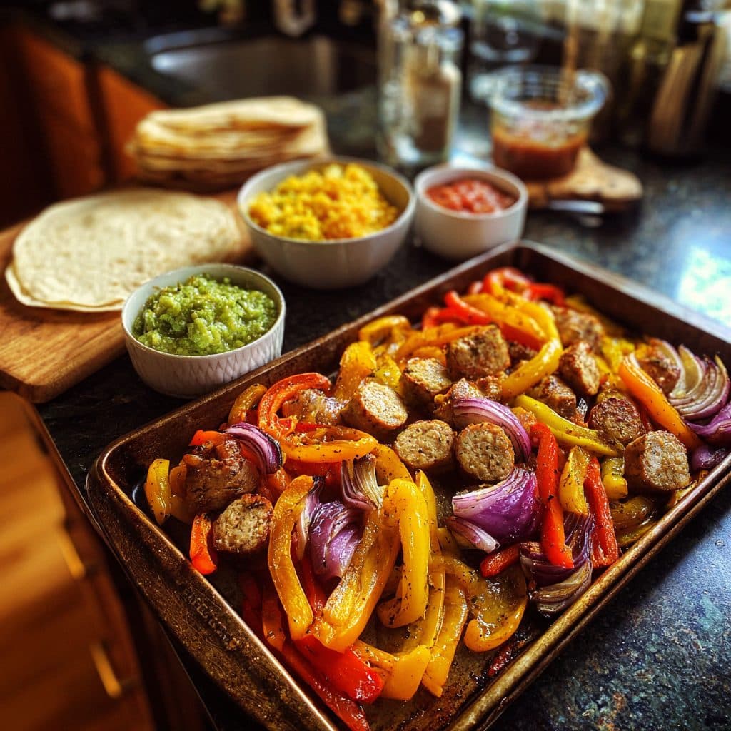 Sheet Pan Chicken Sausage and Pepper Fajitas