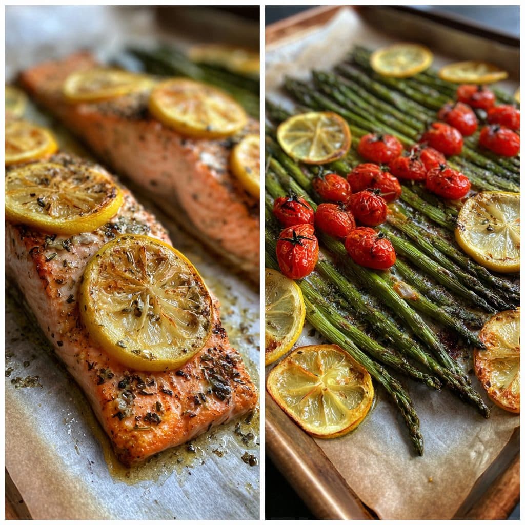 Sheet Pan Lemon Herb Roasted Salmon with Asparagus and Cherry Tomatoes