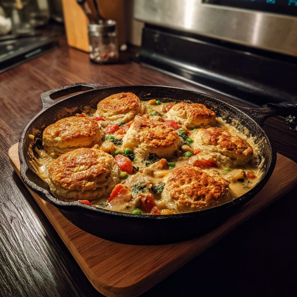 Skillet Chicken and Biscuit Pot Pie