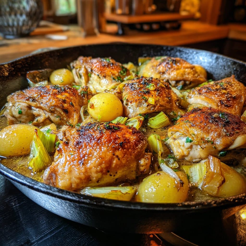Skillet Chicken with Leeks and Potatoes