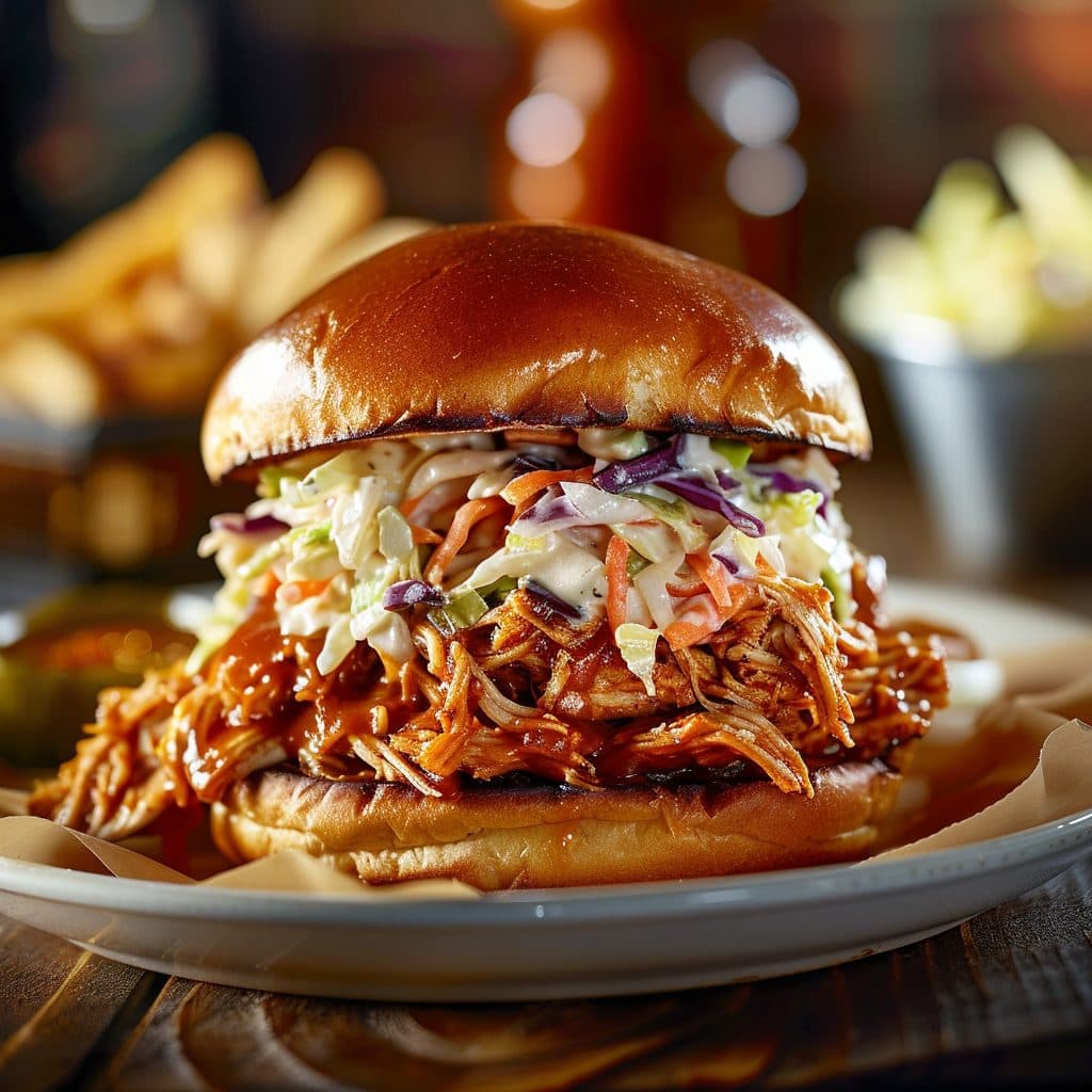 Slow Cooker Pulled Chicken Sandwiches
