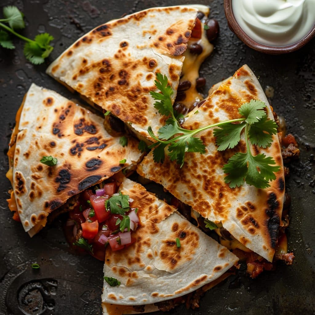 Spicy Beef & Black Bean Quesadillas