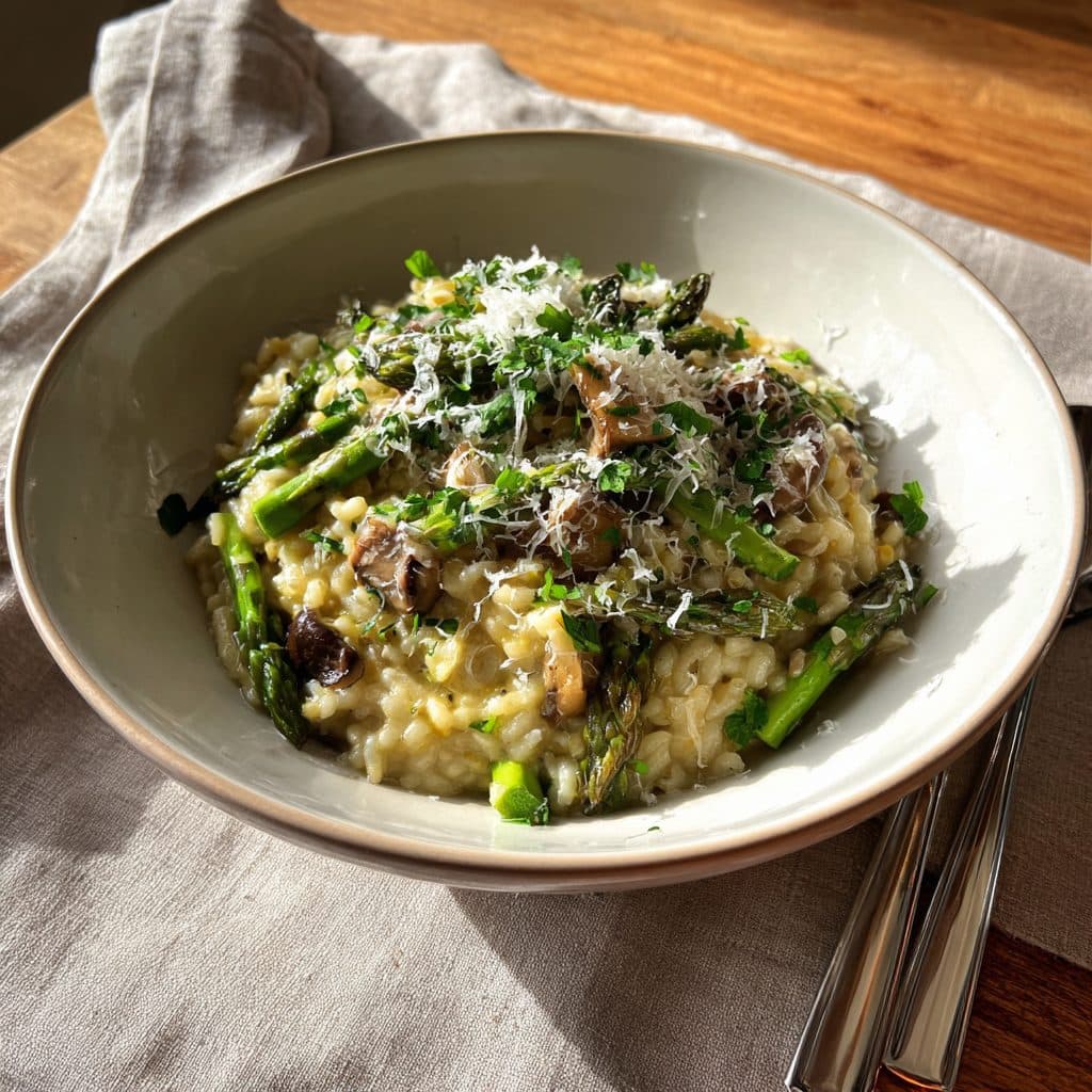 Spring Asparagus and Mushroom Risotto