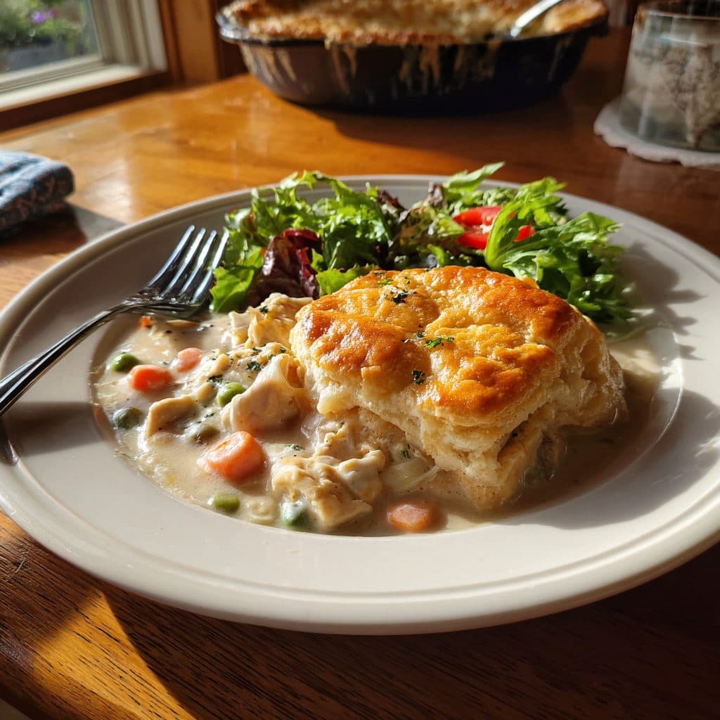 Spring Chicken Pot Pie with Biscuit Topping