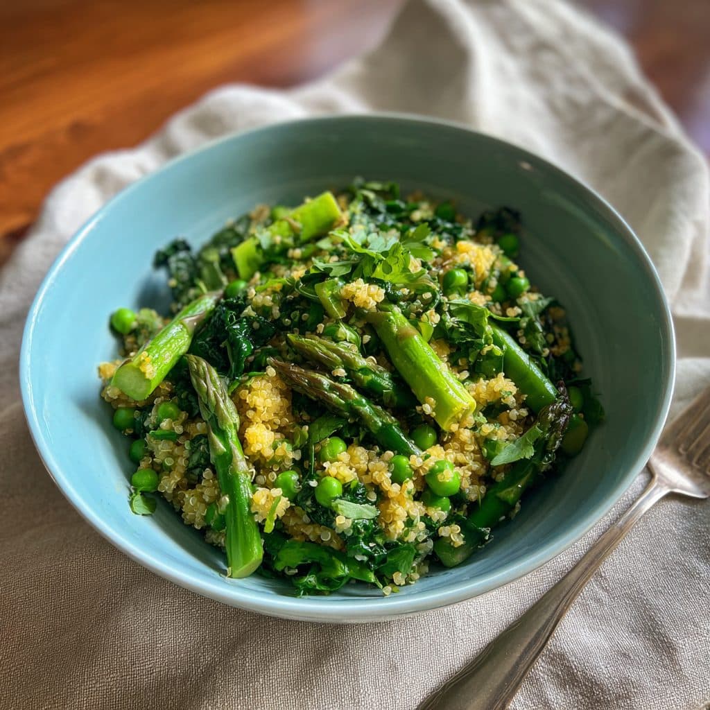 Spring Vegetable Quinoa Salad with Lemon-Herb Vinaigrette