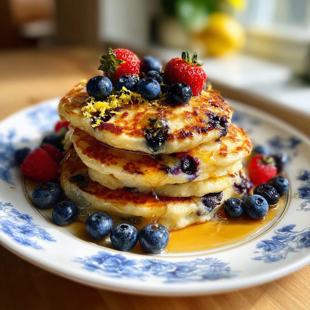 Springtime Lemon Blueberry Pancakes