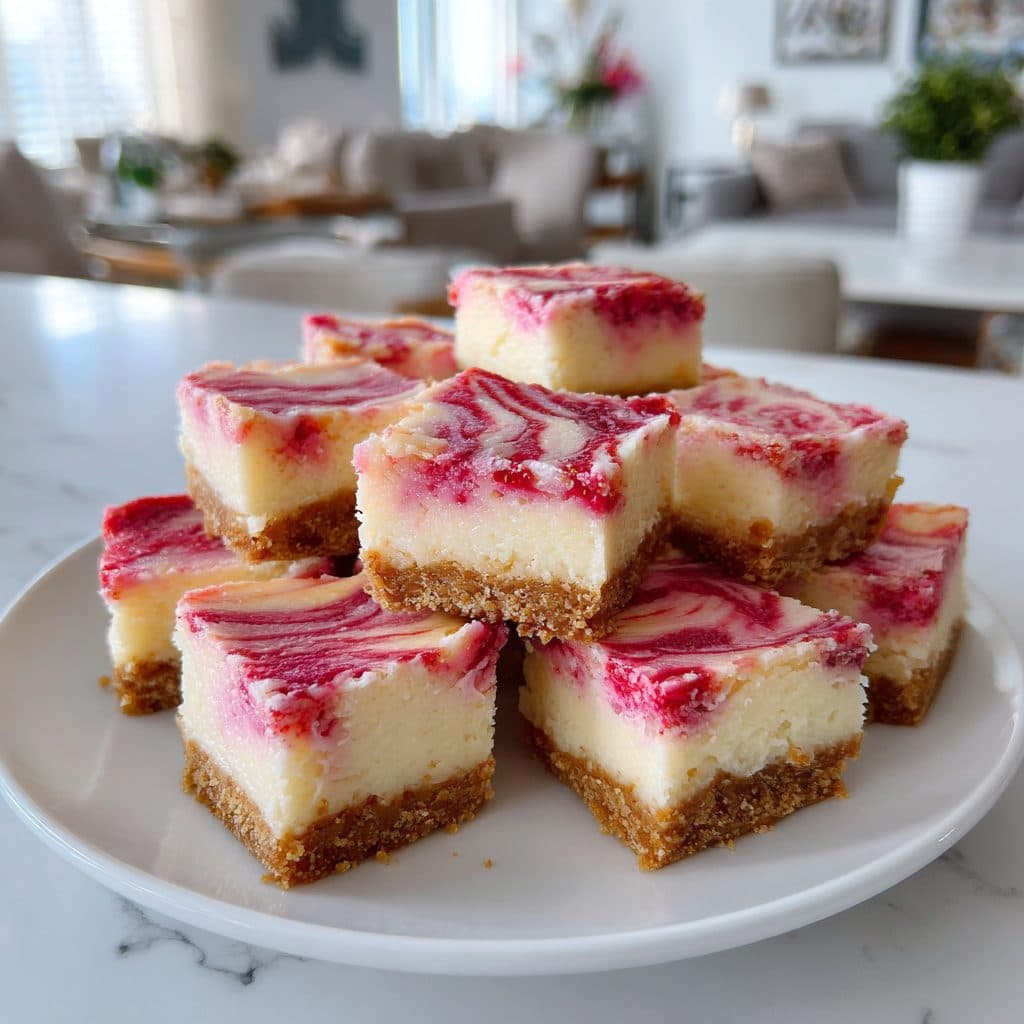 Strawberry Swirl Cheesecake Bars